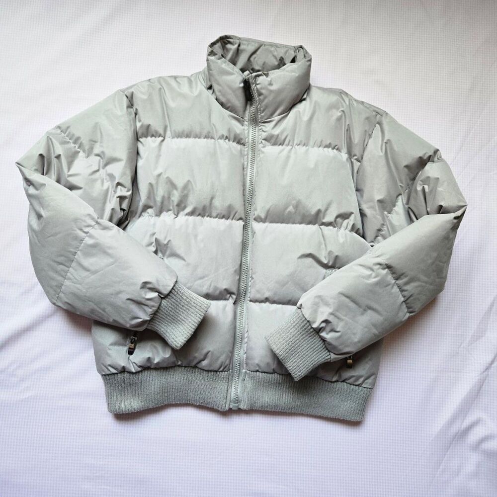 Avalon Femme Gray Puffer Jacket Down Fill Zip Up Stand Collar Winter XL